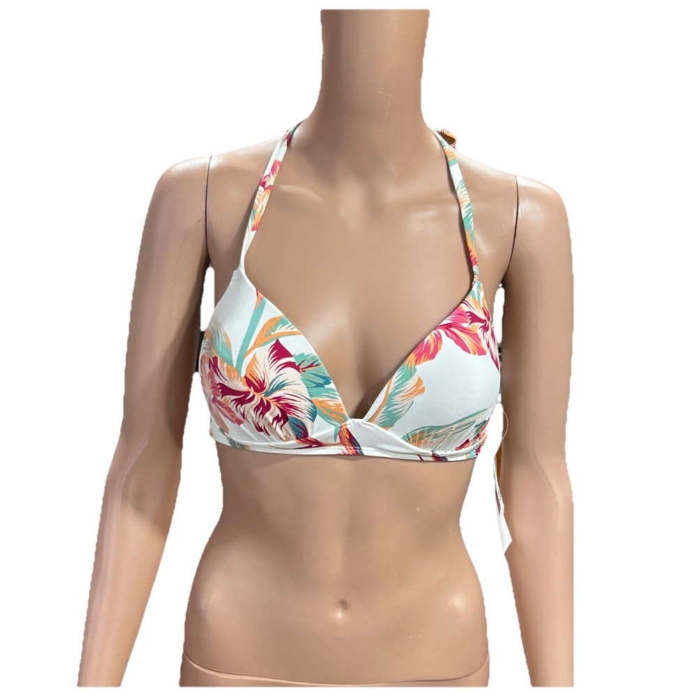Roxy Womens Lahaina Bay Molded Tri Bikini Swimsuit Top Large Floral ERJX304140